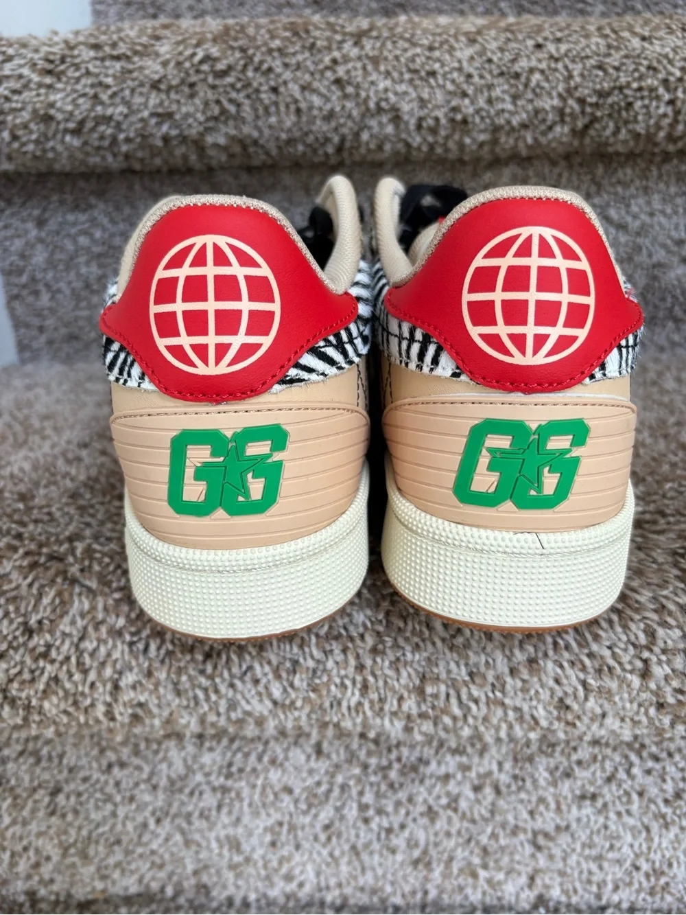 THE GOOD ALWAYS WINS Red and Tan Men’s Animal Print Sneakers